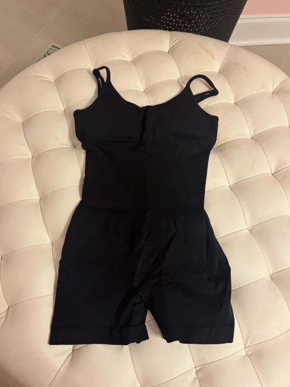 Black Fitted Spaghetti-Strap Jumpsuit Romper